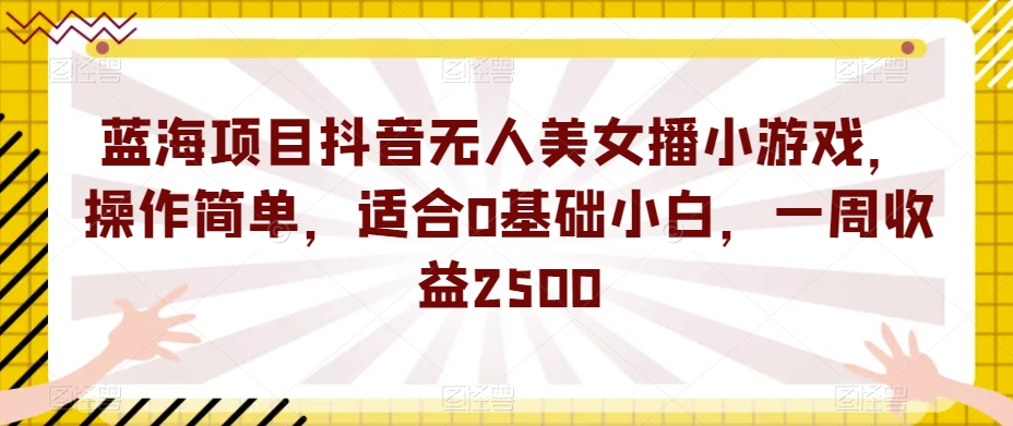 蓝海项目抖音无人美女播小游戏，操作简单，适合0基础小白，一周收益2500【揭秘】-知一资源网