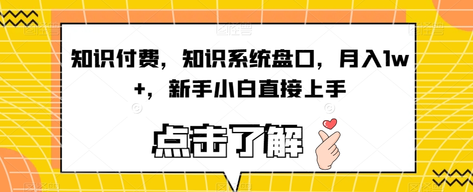 知识付费,知识系统盘口,月入1w+,新手小白直接上手-知一资源网