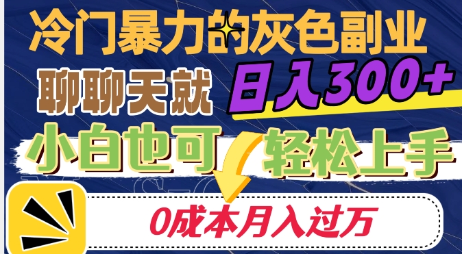 冷门暴利的副业项目，聊聊天就能日入300+，0成本月入过万【揭秘】-知一资源网