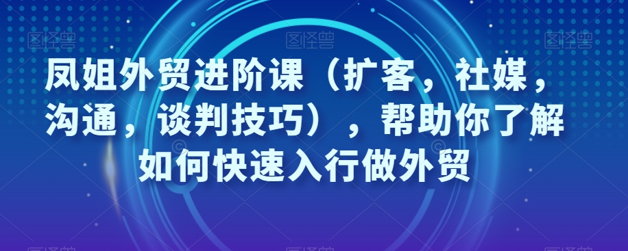 凤姐外贸进阶课(扩客,社媒,沟通,谈判技巧),帮助你了解如何快速入行做外贸-知一资源网