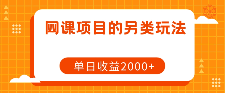 网课项目的另类玩法，单日收益2000+【揭秘】-知一资源网
