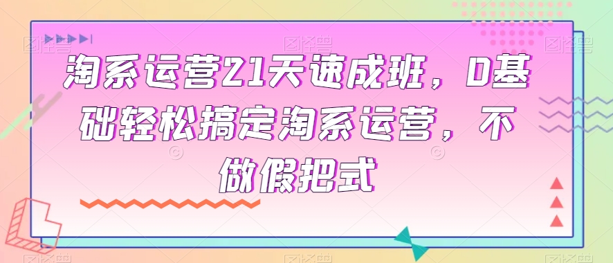 淘系运营21天速成班,0基础轻松搞定淘系运营,不做假把式-知一资源网