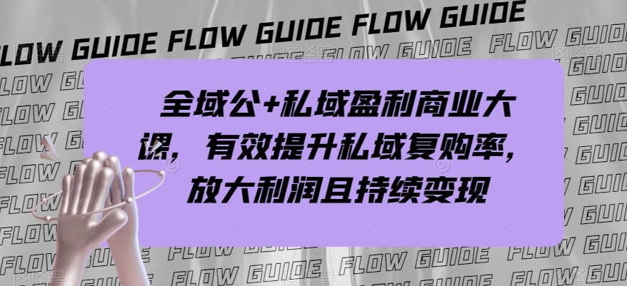 全域公+私域盈利商业大课，有效提升私域复购率，放大利润且持续变现-知一资源网