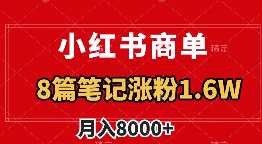 小红书商单最新玩法,8篇笔记涨粉1.6w,作品制作简单,月入8000+【揭秘】-知一资源网