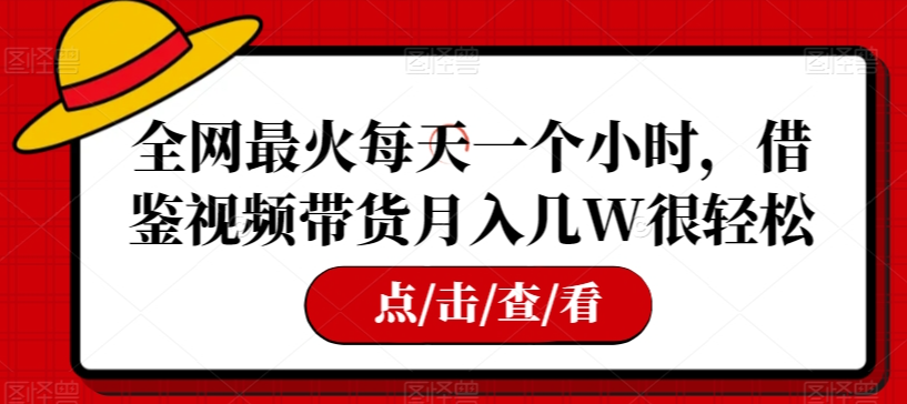 全网最火每天一个小时,借鉴视频带货月入几W很轻松【揭秘】-知一资源网