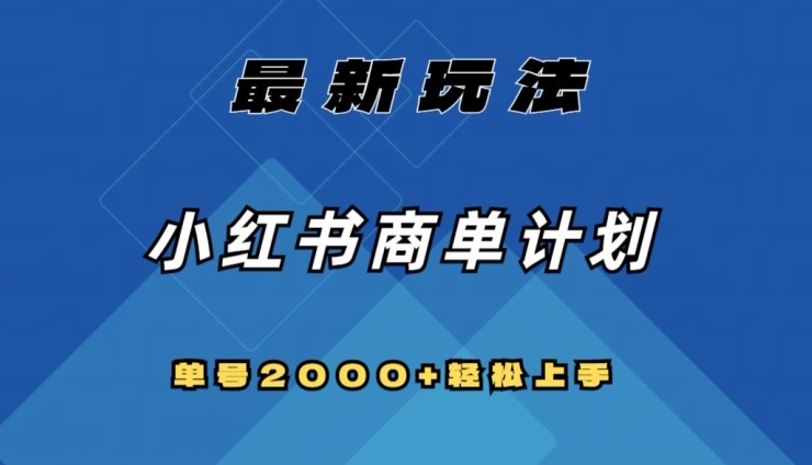 全网首发,小红书商单计划最新玩法,单号2000+可扩大可复制【揭秘】-知一资源网