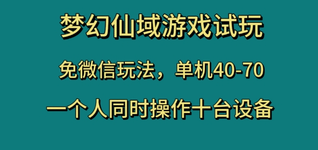 梦幻仙域游戏试玩,免微信玩法,单机40-70,一个人同时操作十台设备【揭秘】-知一资源网