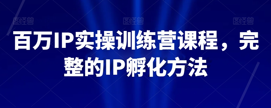 百万IP实操训练营课程，完整的IP孵化方法-知一资源网