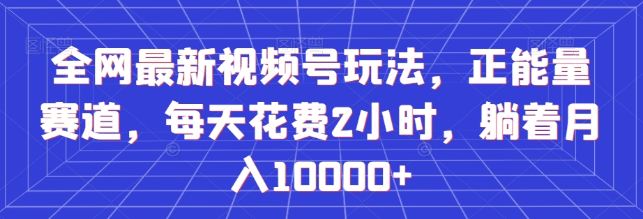 全网最新视频号玩法，正能量赛道，每天花费2小时，躺着月入10000+【揭秘】-知一资源网