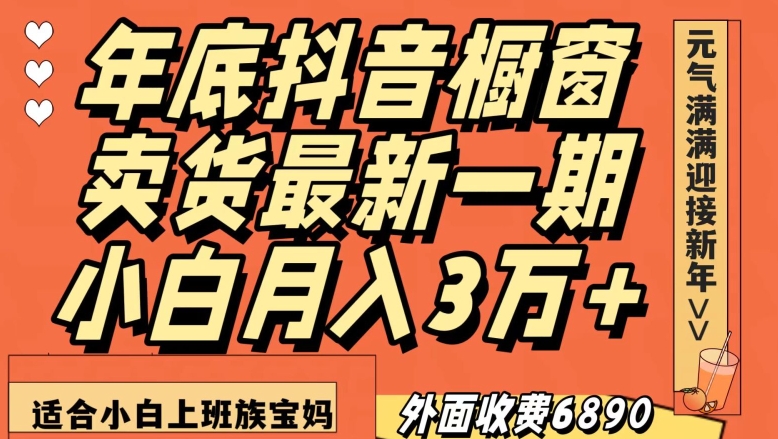 外面收费6890元年底抖音橱窗卖货最新一期,小白月入3万,适合小白上班族宝妈【揭秘】-知一资源网