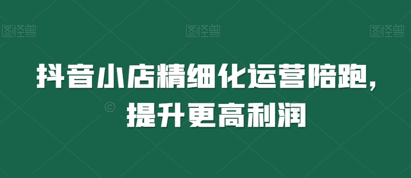 抖音小店精细化运营陪跑,提升更高利润-知一资源网