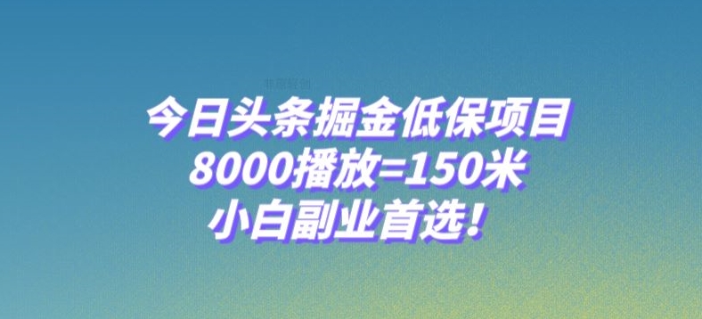 今日头条掘金低保项目，8000播放=150米，小白副业首选【揭秘】-知一资源网