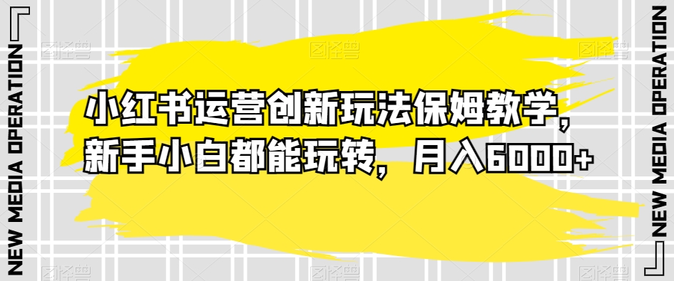 小红书运营创新玩法保姆教学，新手小白都能玩转，月入6000+【揭秘】-知一资源网