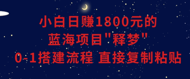 小白能日赚1800元的蓝海项目”释梦”0-1搭建流程可直接复制粘贴长期做【揭秘】-知一资源网