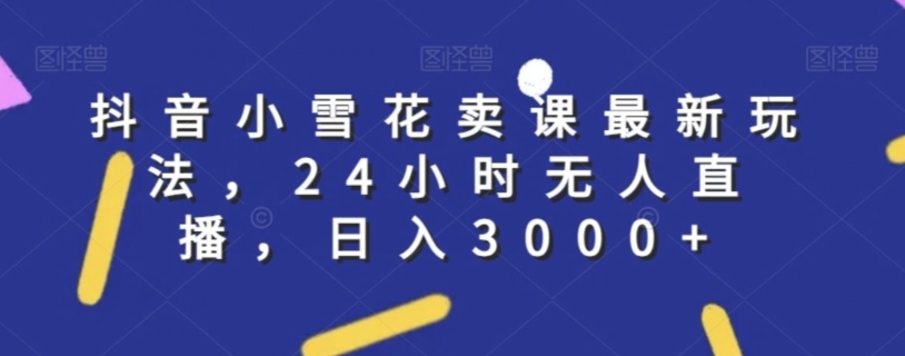 抖音小雪花卖课最新玩法，24小时无人直播，日入3000+【揭秘】-知一资源网