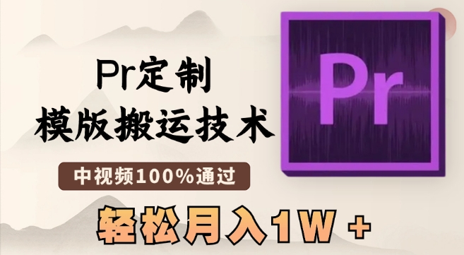 最新Pr定制模版搬运技术,中视频100%通过,几分钟一条视频,轻松月入1W+【揭秘】-知一资源网