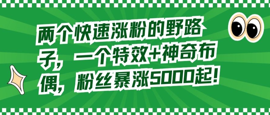 两个快速涨粉的野路子,一个特效+神奇布偶,粉丝暴涨5000起【揭秘】-知一资源网