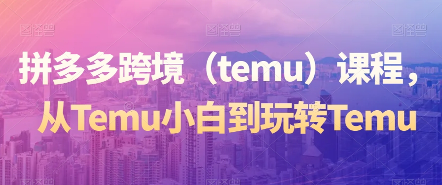 拼多多跨境（temu）课程，从Temu小白到玩转Temu-知一资源网