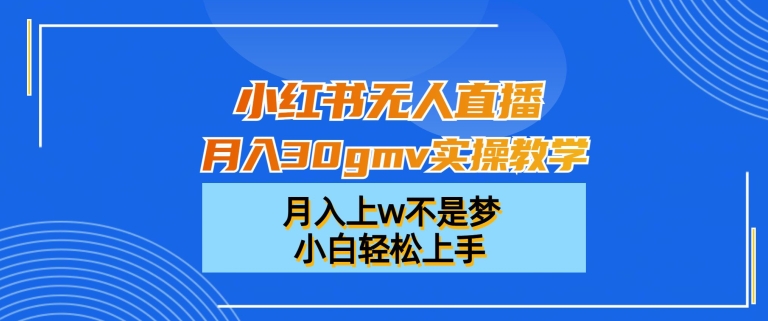 小红书无人直播月入30gmv实操教学,月入上w不是梦,小白轻松上手【揭秘】-知一资源网