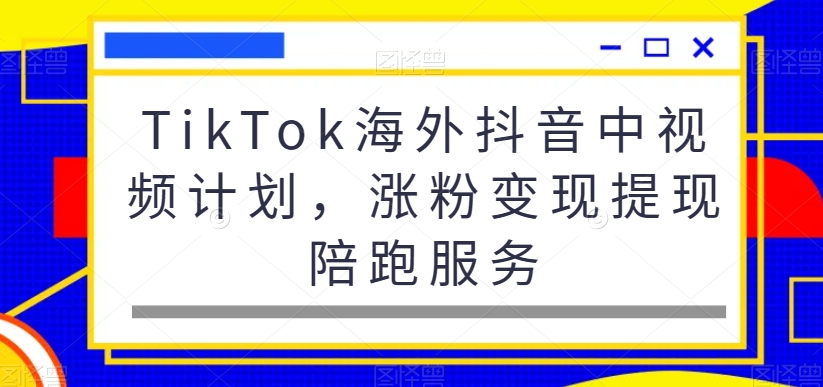 TikTok海外抖音中视频计划,涨粉变现提现陪跑服务-知一资源网