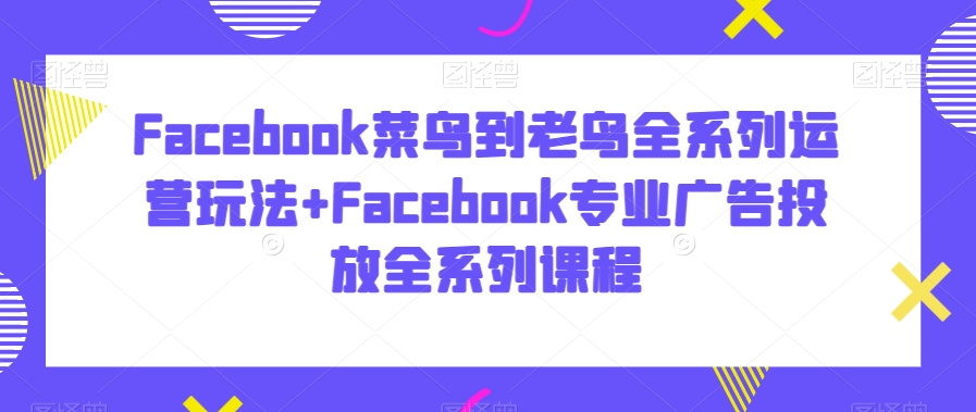 Facebook菜鸟到老鸟全系列运营玩法+Facebook专业广告投放全系列课程-知一资源网
