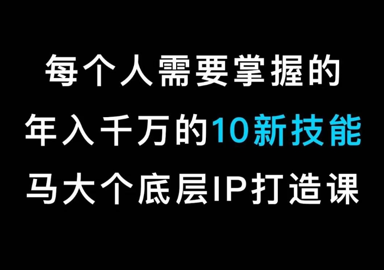 马大个的IP底层逻辑课,每个人需要掌握的年入千万的10新技能,约会底层IP打造方法!-知一资源网