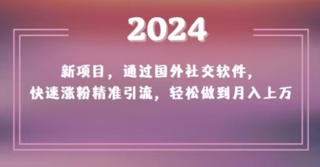 2024新项目,通过国外社交软件,快速涨粉精准引流,轻松做到月入上万【揭秘】-知一资源网