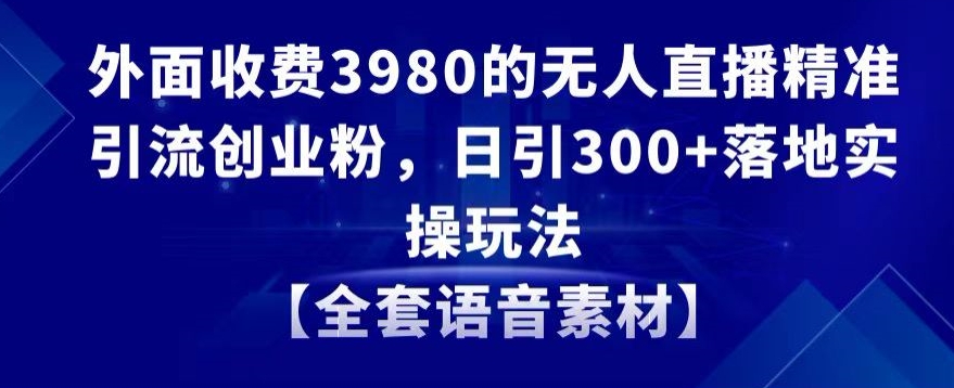 外面收费3980的无人直播精准引流创业粉,日引300+落地实操玩法【全套语音素材】【揭秘】-知一资源网