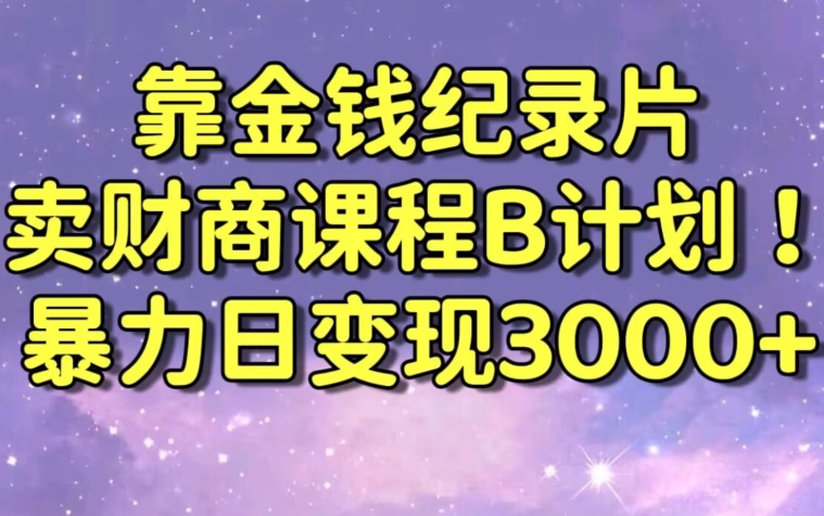 财经纪录片联合财商课程的变现策略，暴力日变现3000+，喂饭级别教学【揭秘】-知一资源网
