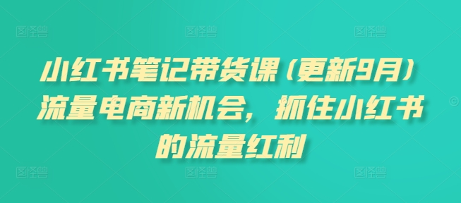 小红书笔记带货课(更新10月)流量电商新机会,抓住小红书的流量红利