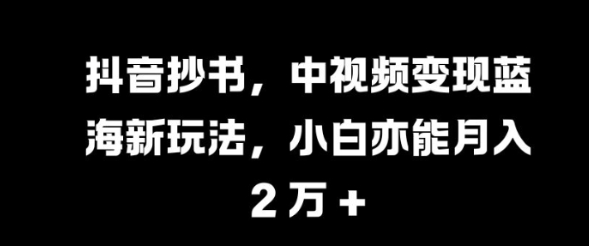 抖音抄书，中视频变现蓝海新玩法，小白亦能月入 过W【揭秘】-知一资源网