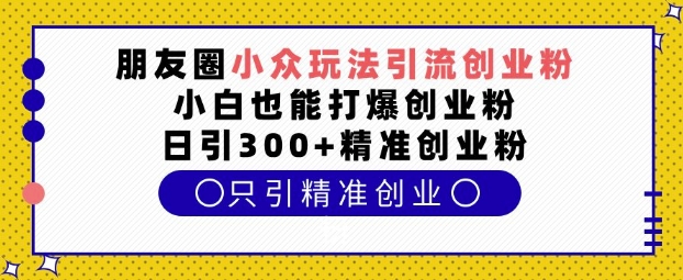 朋友圈小众玩法引流创业粉，小白也能打爆创业粉，日引300+精准创业粉【揭秘】-知一资源网