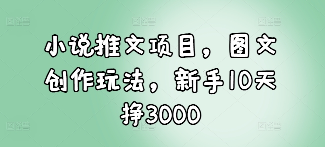 小说推文项目，图文创作玩法，新手10天挣3000-知一资源网