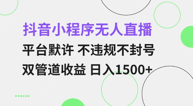 抖音小程序无人直播 平台默许 不违规不封号 双管道收益 日入多张 小白也能轻松操作【仅揭秘】-知一资源网