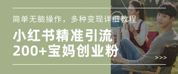 小红书混剪日引200+宝妈创业粉，简单无脑操作，多种变现详细教程-知一资源网