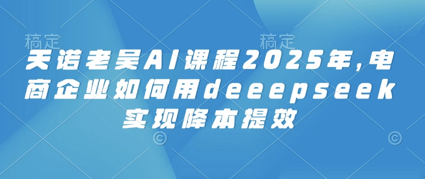天诺老吴AI课程2025年，电商企业如何用deeepseek实现降本提效-知一资源网