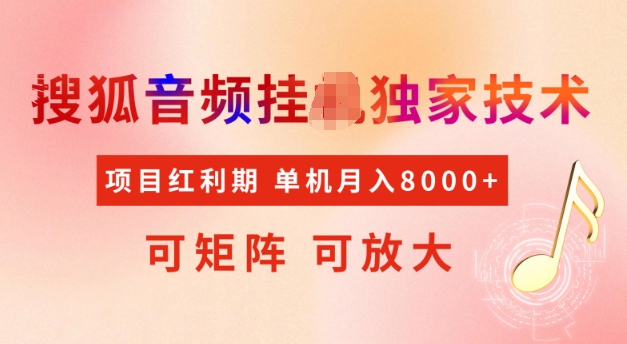 首发搜狐音频挂JI，项目红利期，可矩阵可放大，稳定月入5k【揭秘】-知一资源网