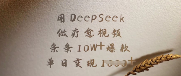 用DeepSeek做疗愈视频，条条10W+爆款，单日变现多张-知一资源网