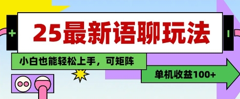 25年最新语聊玩法，纯手工，单机收益100+，小白也能轻松上手，可矩阵操作-知一资源网