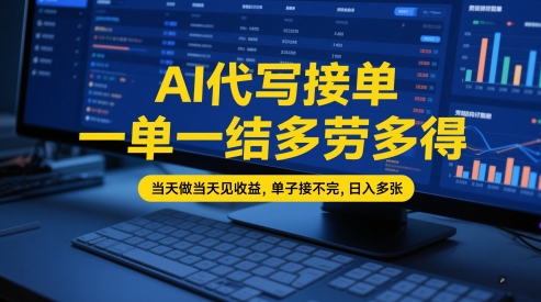 AI代写接单，一单一结多劳多得，当天做当天见收益，单子接不完，日入多张【全网最全实操课程】-知一资源网