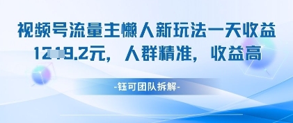 视频号流量主懒人新玩法，一天收益1k，人群精准收益高-知一资源网