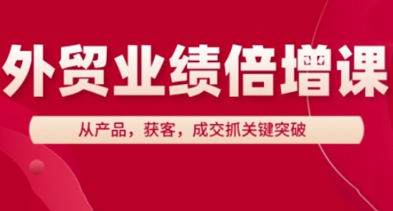 外贸业绩倍增课，从产品，获客，成交抓关键突破-知一资源网