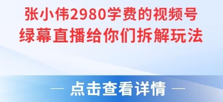 张小伟2980付费额视频号绿幕直播给你们拆解玩法-知一资源网