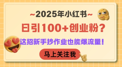 2025年小红书日引100+创业粉？这招新手抄作业也能爆流量！-知一资源网