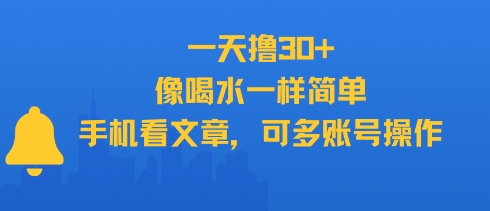 一天撸30+，像喝水一样简单，手机看文章，可多账号操作-知一资源网
