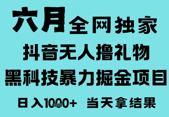 25年6月高爆抖音无人直播最新撸音浪掘金项目，门槛低小白可做，无脑日入1k，可矩阵放大【揭秘】-知一资源网