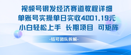 视频号银发经济赛道单账号实操单日实收1k+，小白轻松上手长期项目-知一资源网