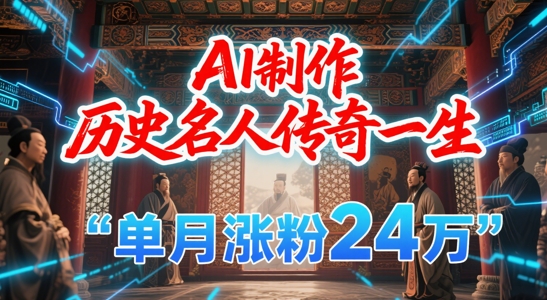 暴力起号！用AI制作历史名人传奇一生，单月涨粉24W，涨粉+变现赛道黑马来了-知一资源网