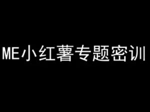 ME小红薯专题密训-小红书电商教程-知一资源网