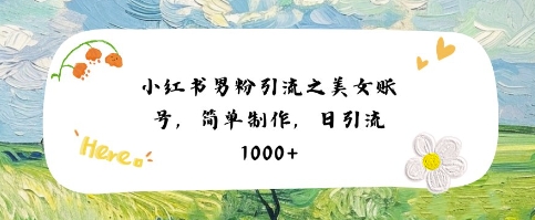 小红书男粉引流项目之美女账号6，简单制作，条条爆款原创，不违规-知一资源网